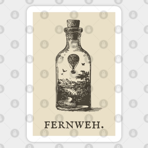 Fernweh Hot Air Balloon in a Bottle Illustration Magnet by TuncGK